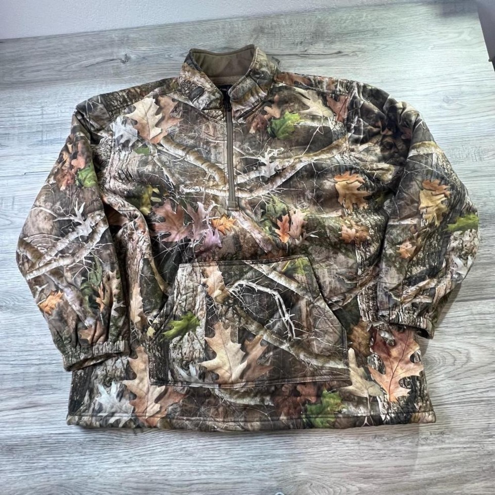 TrueTimber Pullover Mens XL Brown Kanati Camo Sherpa Lined Fleece half Zip J76